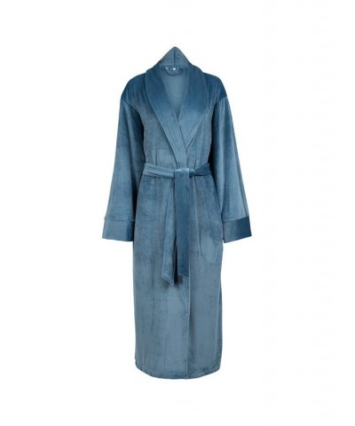 Women's Velvety Soft Velour Bathrobe Blue $34.40 Sleepwear