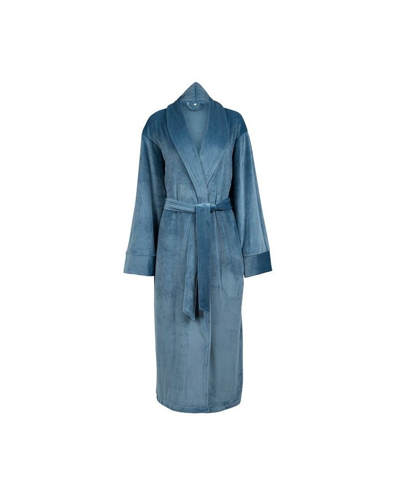 Women's Velvety Soft Velour Bathrobe Blue $34.40 Sleepwear