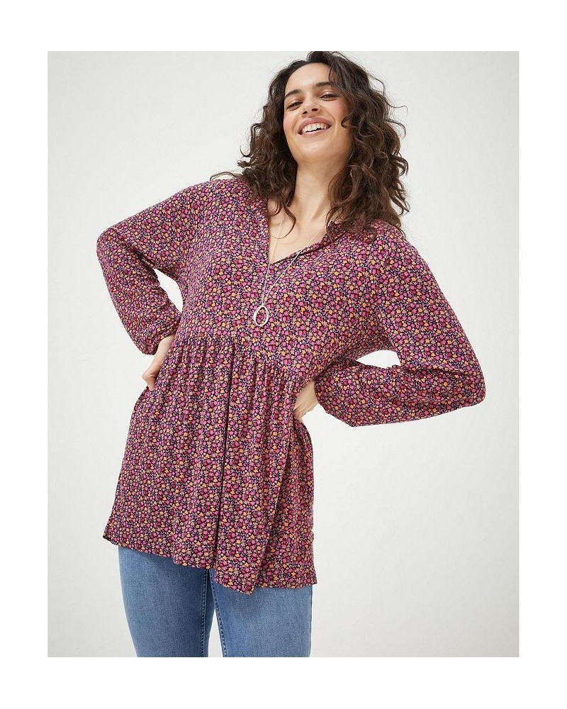 Poppy Retro Ditsy Tunic - Women Open Red $33.12 Tops