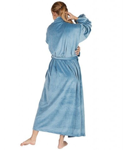 Women's Velvety Soft Velour Bathrobe Blue $34.40 Sleepwear