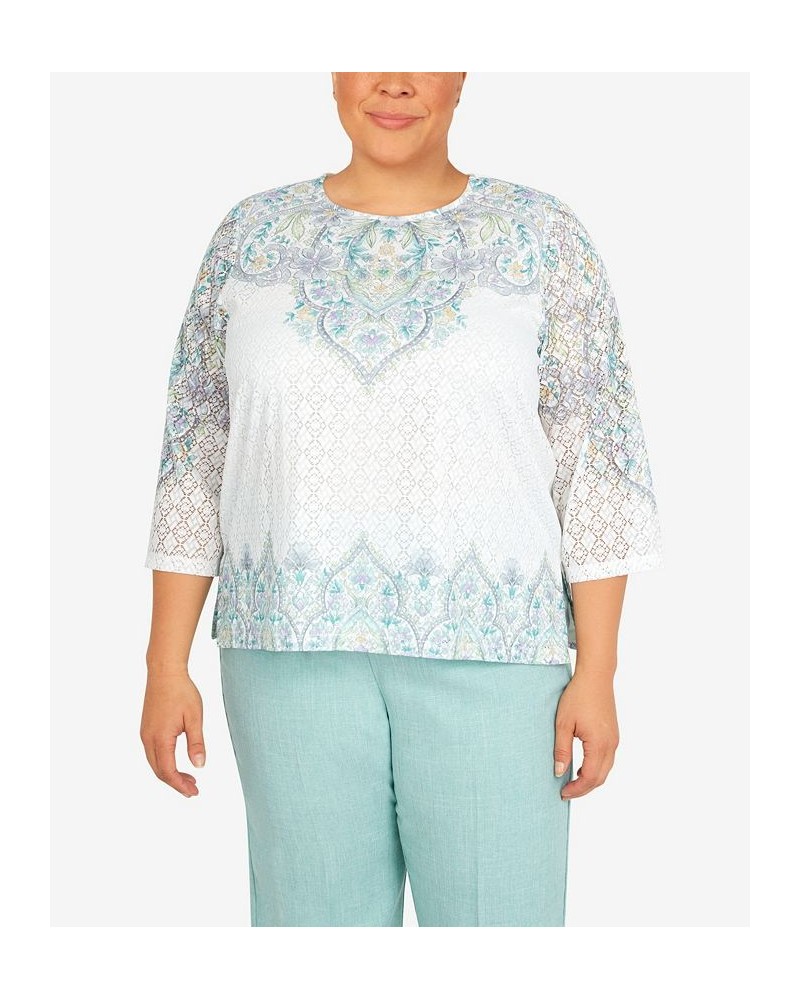 Plus Size Lady Like Medallion Floral Knit Top Multi $36.02 Tops