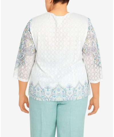 Plus Size Lady Like Medallion Floral Knit Top Multi $36.02 Tops