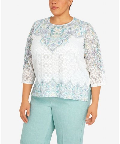 Plus Size Lady Like Medallion Floral Knit Top Multi $36.02 Tops