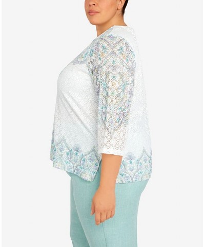 Plus Size Lady Like Medallion Floral Knit Top Multi $36.02 Tops