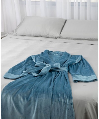 Women's Velvety Soft Velour Bathrobe Blue $34.40 Sleepwear