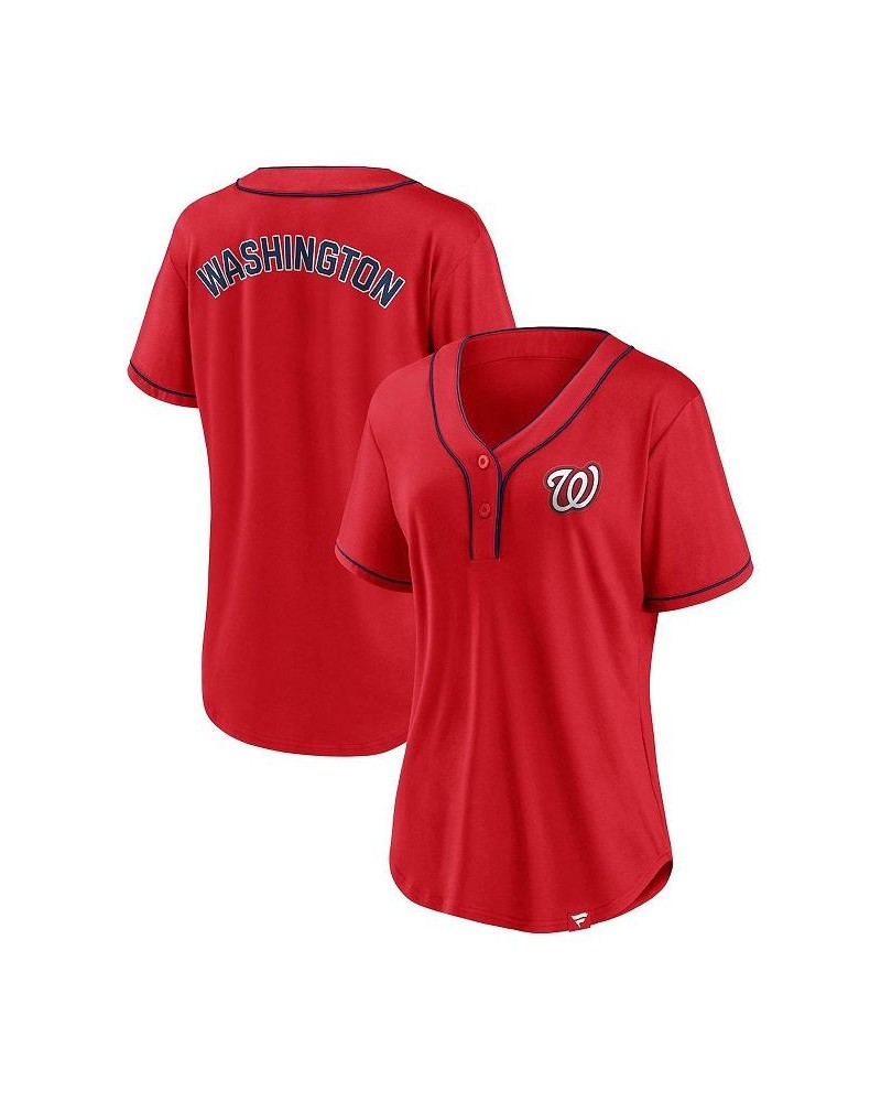 Women's Branded Red and Navy Washington Nationals Iconic Diva T-shirt Red, Navy $30.80 Tops