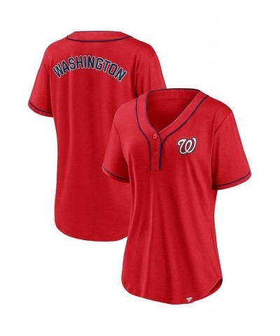 Women's Branded Red and Navy Washington Nationals Iconic Diva T-shirt Red, Navy $30.80 Tops