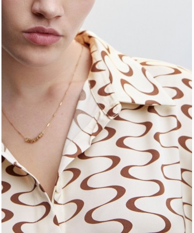 Women's Satin Print Shirt Tan/Beige $26.40 Tops