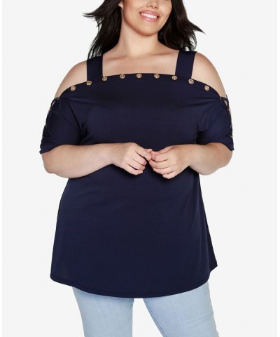 Plus Size Cold Shoulder Top Navy $21.19 Tops