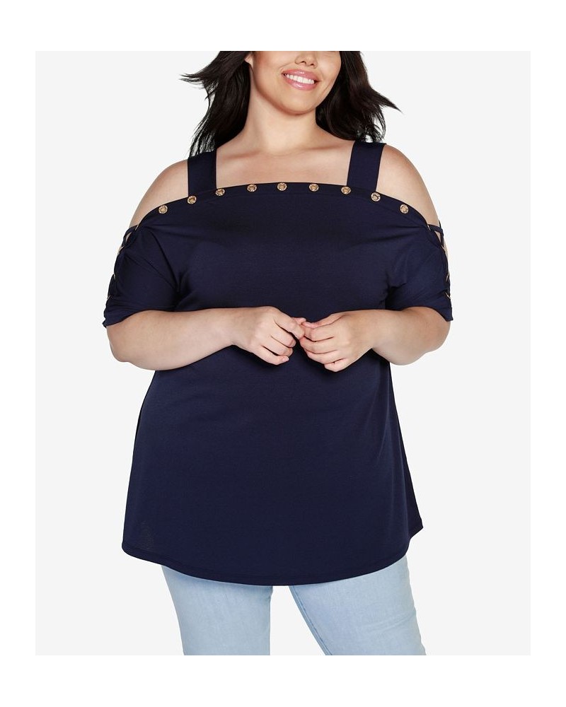 Plus Size Cold Shoulder Top Navy $21.19 Tops