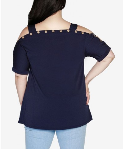 Plus Size Cold Shoulder Top Navy $21.19 Tops