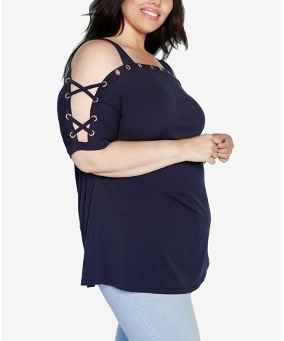 Plus Size Cold Shoulder Top Navy $21.19 Tops