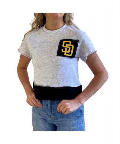 Women's Gray San Diego Padres Cropped T-shirt Gray $34.79 Tops