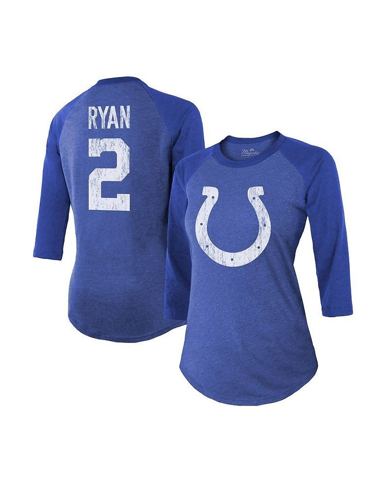 Women's Threads Matt Ryan Royal Indianapolis Colts Player Name & Number Raglan 3/4-Sleeve T-shirt Royal $34.79 Tops