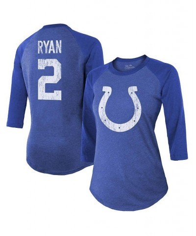 Women's Threads Matt Ryan Royal Indianapolis Colts Player Name & Number Raglan 3/4-Sleeve T-shirt Royal $34.79 Tops