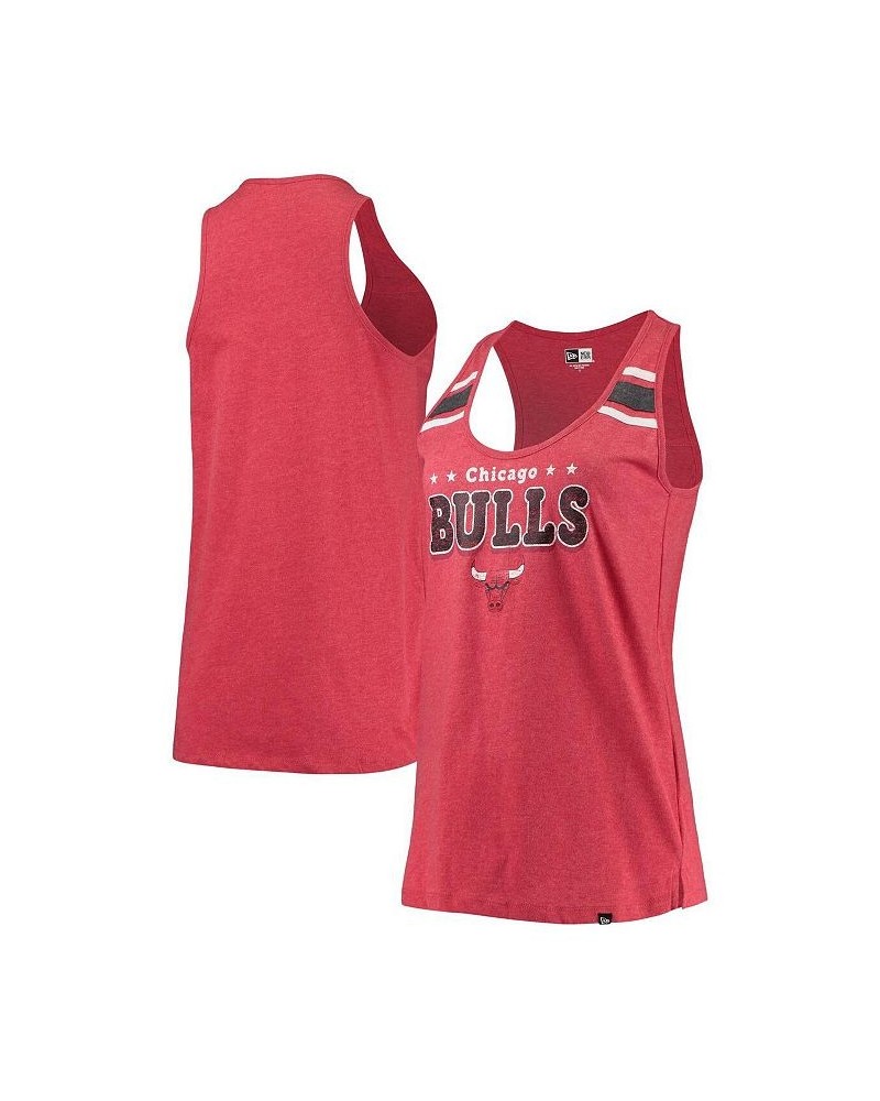 Women's Heather Red Chicago Bulls Scoop-Neck Racerback Tank Top Heathered Red $20.00 Tops