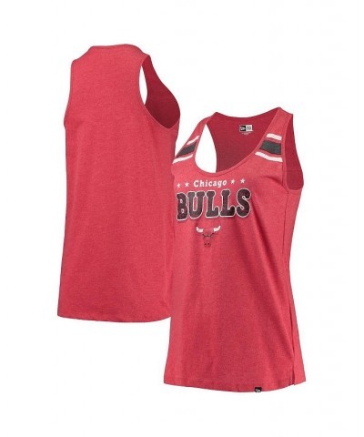 Women's Heather Red Chicago Bulls Scoop-Neck Racerback Tank Top Heathered Red $20.00 Tops