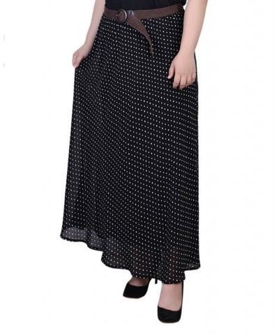 Plus Size Chiffon Maxi Skirt Black White Dot $17.04 Skirts