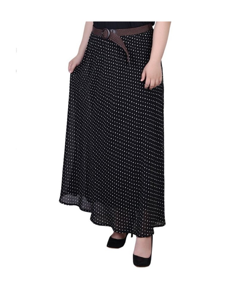 Plus Size Chiffon Maxi Skirt Black White Dot $17.04 Skirts