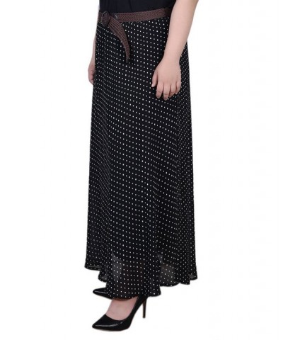 Plus Size Chiffon Maxi Skirt Black White Dot $17.04 Skirts