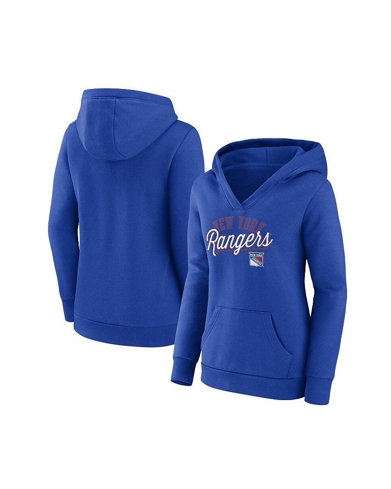 Women's Branded Blue New York Rangers Simplicity Crossover V-Neck Pullover Hoodie Blue $31.74 Sweatshirts