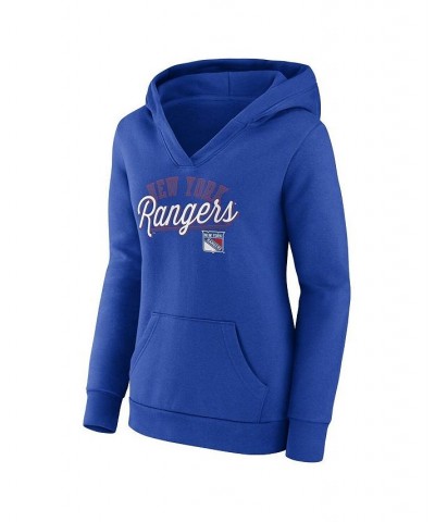 Women's Branded Blue New York Rangers Simplicity Crossover V-Neck Pullover Hoodie Blue $31.74 Sweatshirts