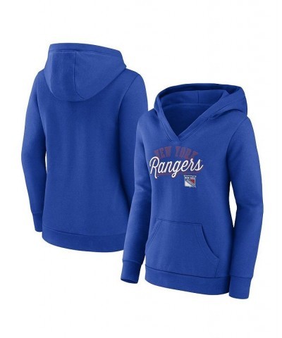 Women's Branded Blue New York Rangers Simplicity Crossover V-Neck Pullover Hoodie Blue $31.74 Sweatshirts