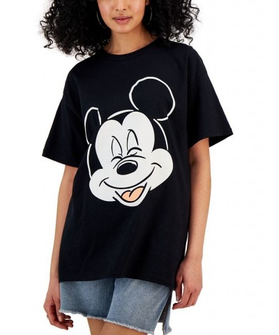 Juniors' Cotton Mickey Mouse Graphic-Print T-Shirt Black $13.50 Tops