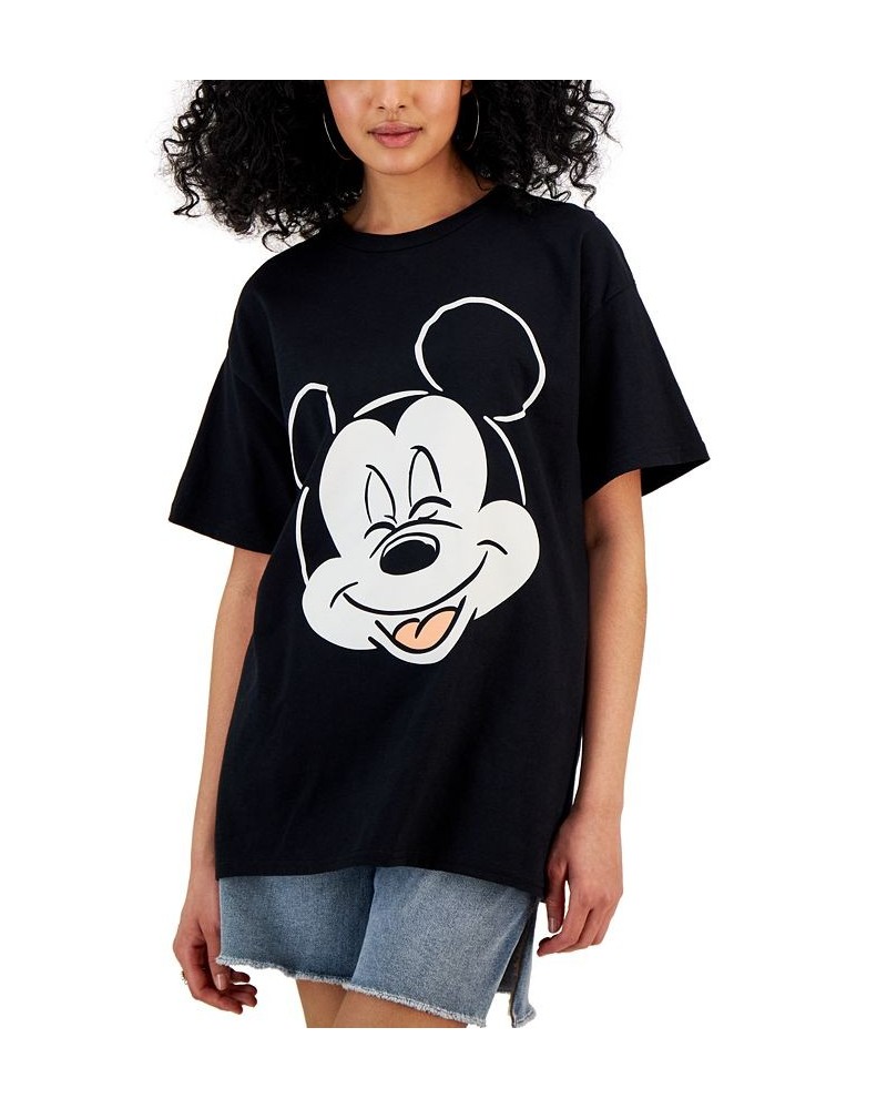 Juniors' Cotton Mickey Mouse Graphic-Print T-Shirt Black $13.50 Tops