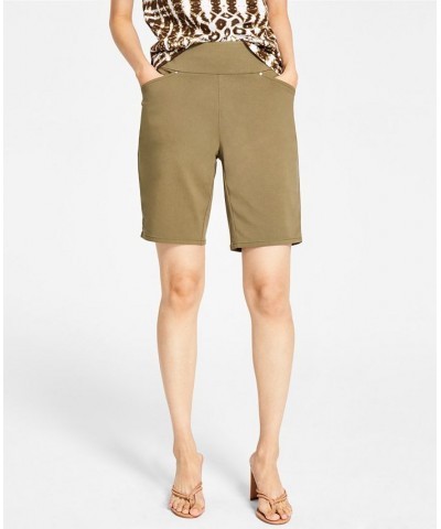 Women's Mid Rise Pull-On Bermuda Shorts Green $14.40 Shorts