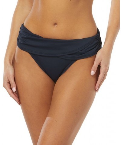 Women's Draped High-Waist Bikini Bottoms Blue $32.76 Swimsuits