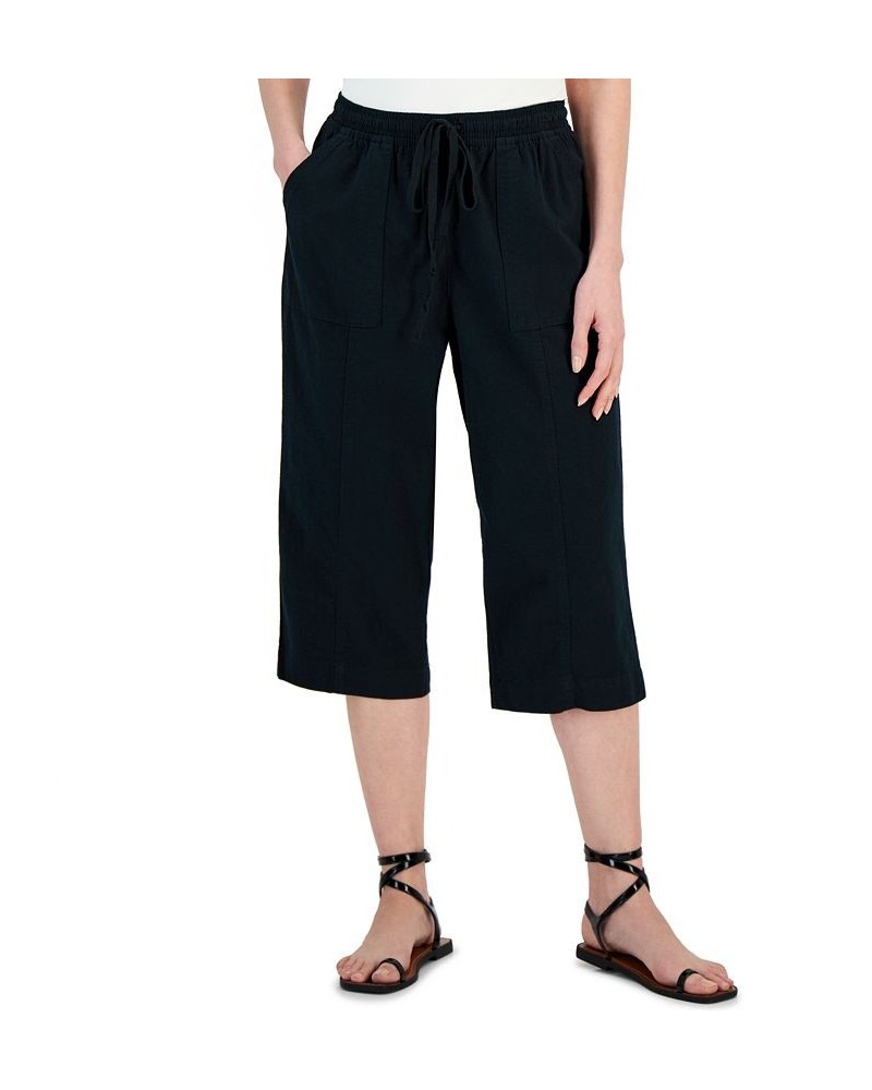 Women's Quinn Cotton Pull-On Capri Pants Deep Black $14.19 Pants