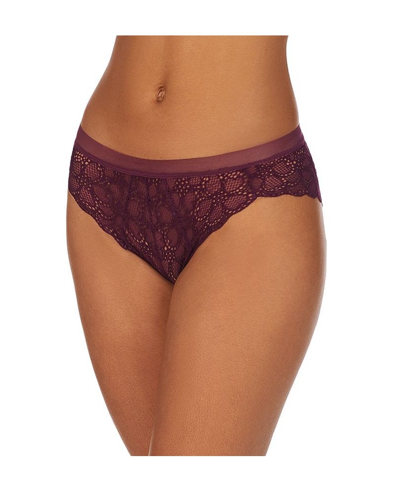 Superior Lace Mesh-Waist Bikini Underwear DK4944 Grape Wine $9.51 Underwears