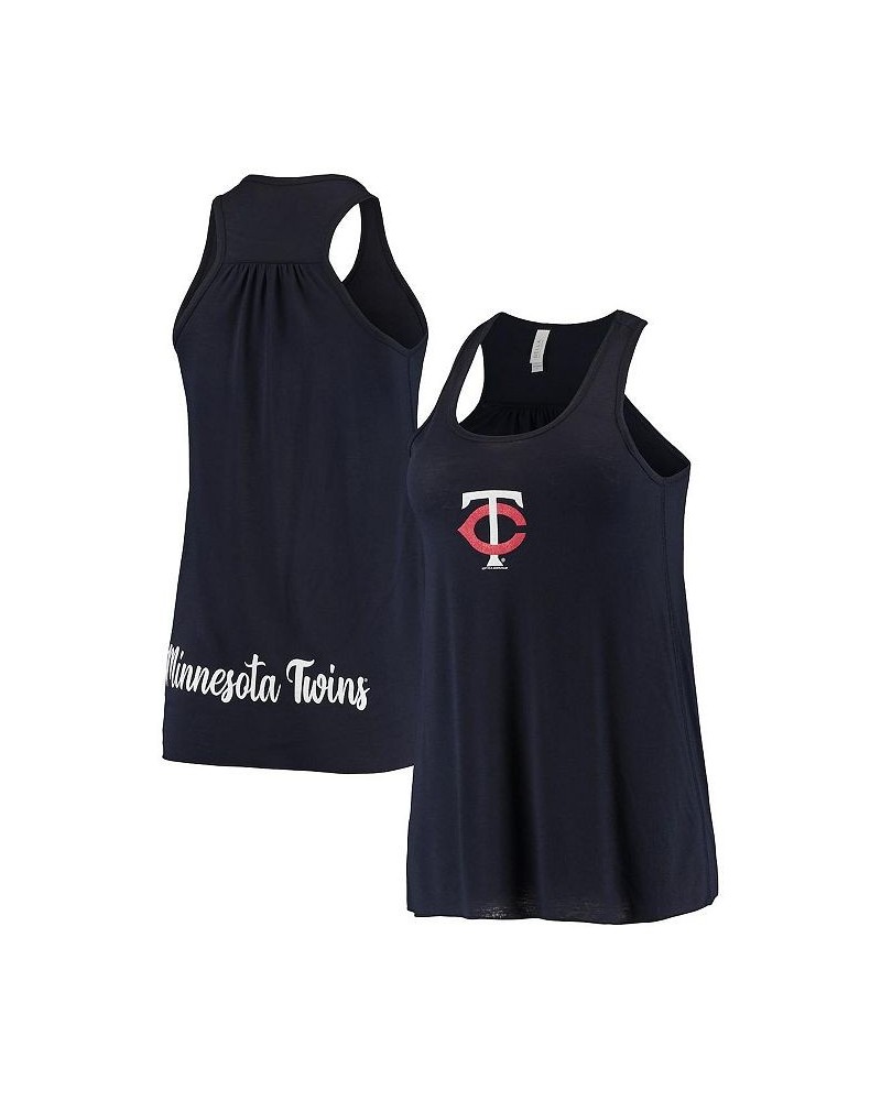 Women's Navy Minnesota Twins Front and Back Tank Top Navy $23.50 Tops