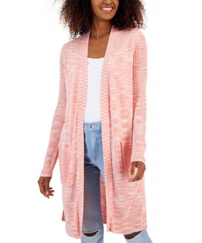 Women's Ribbed Space-Dye Cardigan Pink $26.40 Sweaters