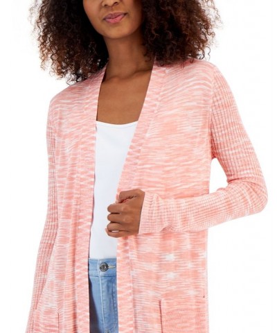 Women's Ribbed Space-Dye Cardigan Pink $26.40 Sweaters