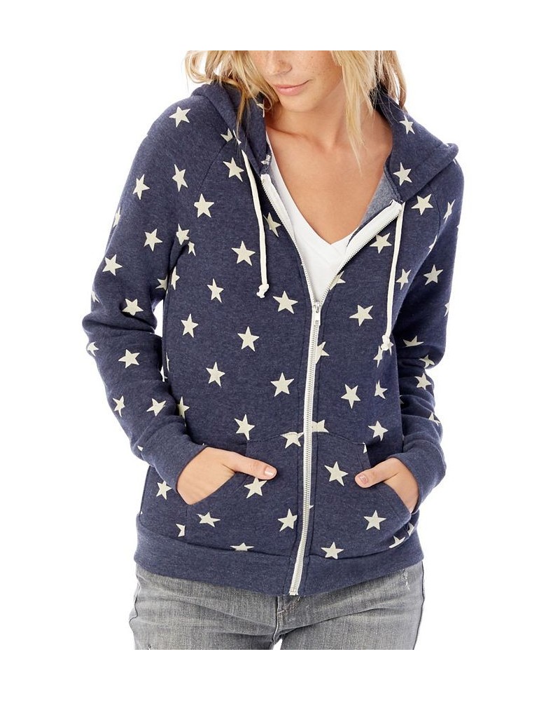 Alternative Apparel Adrian Printed Eco-Fleece Women's Zip Hoodie Blue $31.98 Sweatshirts