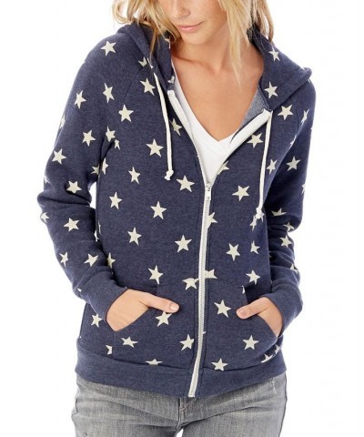 Alternative Apparel Adrian Printed Eco-Fleece Women's Zip Hoodie Blue $31.98 Sweatshirts