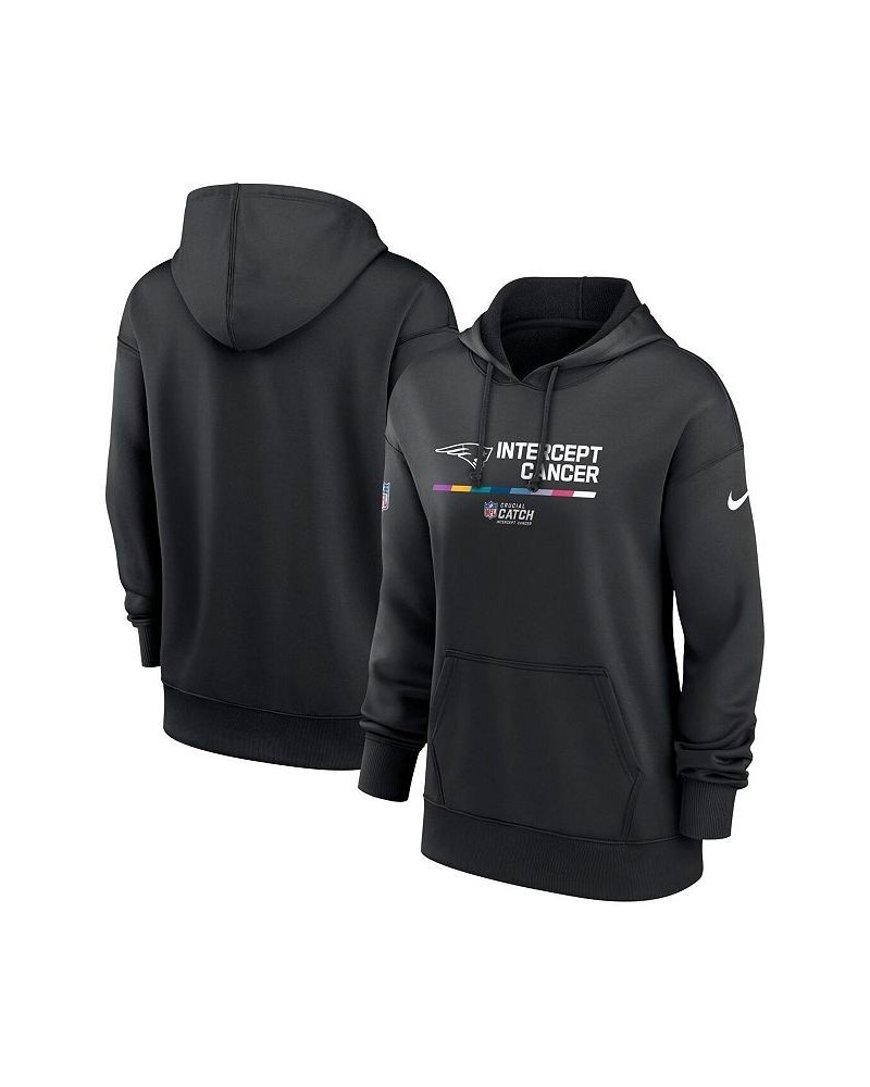 Women's Black New England Patriots 2022 NFL Crucial Catch Therma Performance Pullover Hoodie Black $40.85 Sweatshirts