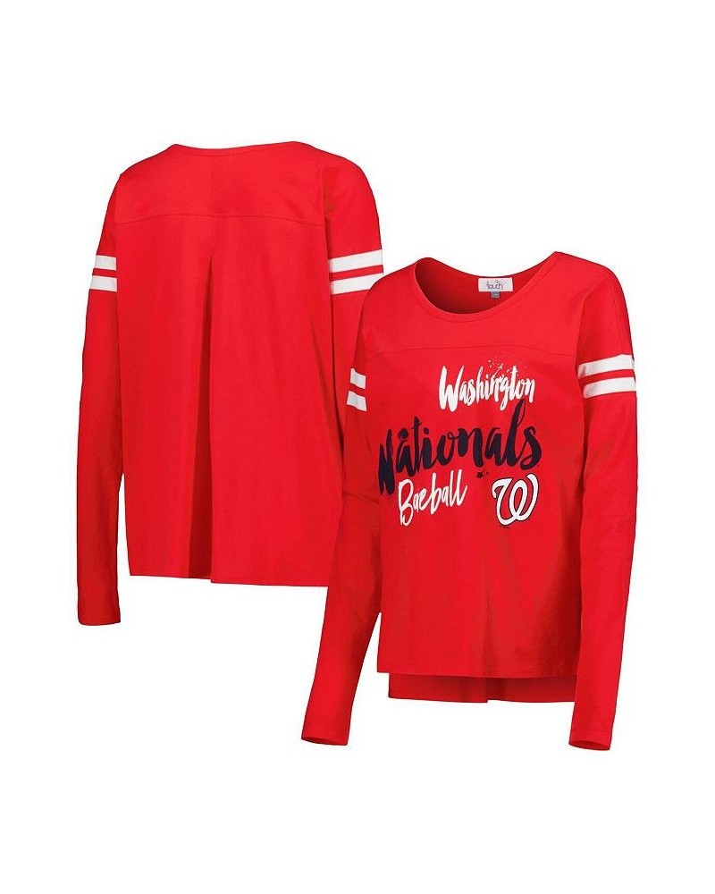 Women's Red Washington Nationals Free Agent Long Sleeve T-shirt Red $24.18 Tops