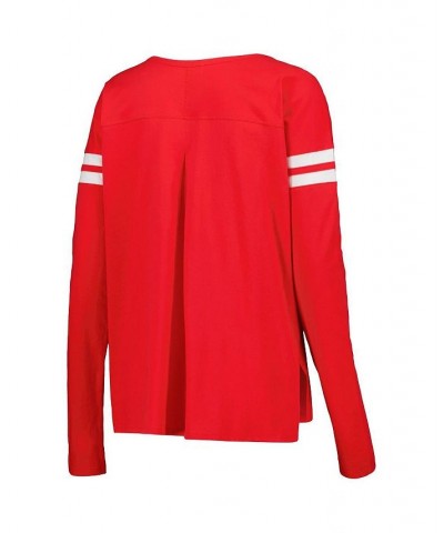 Women's Red Washington Nationals Free Agent Long Sleeve T-shirt Red $24.18 Tops