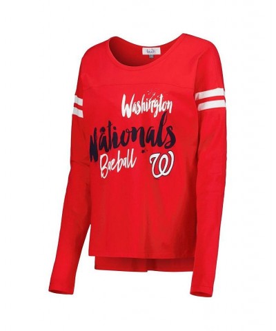 Women's Red Washington Nationals Free Agent Long Sleeve T-shirt Red $24.18 Tops