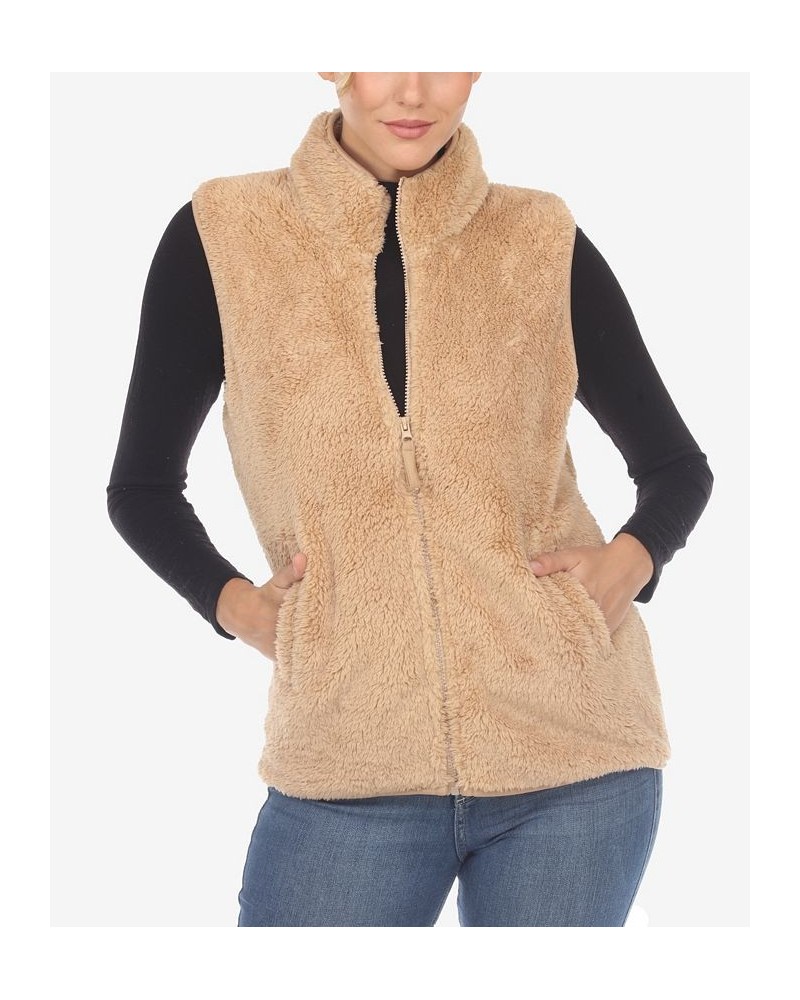 Women's Zip Up Sherpa Vest Black $23.01 Jackets