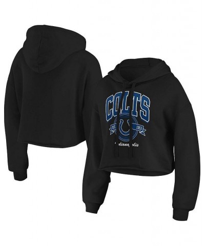 Women's Black Indianapolis Colts Fleece Cropped Pullover Hoodie Black $36.55 Sweatshirts