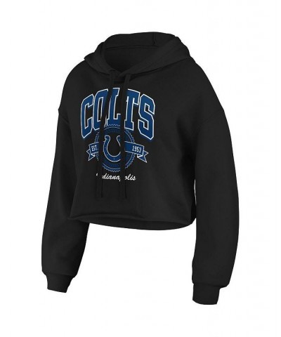 Women's Black Indianapolis Colts Fleece Cropped Pullover Hoodie Black $36.55 Sweatshirts