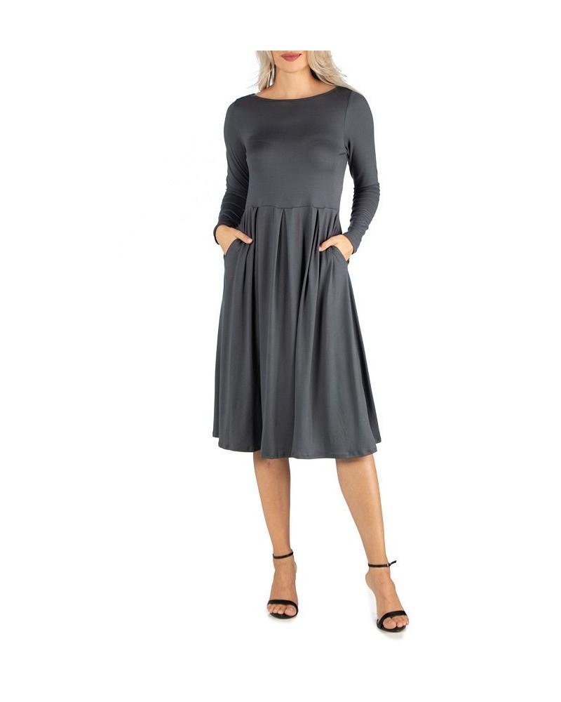 Women's Midi Length Fit and Flare Dress Brick $20.70 Dresses