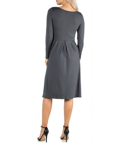 Women's Midi Length Fit and Flare Dress Brick $20.70 Dresses