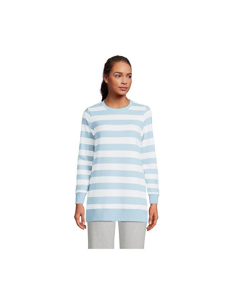 Women's Serious Sweats Crewneck Long Sleeve Sweatshirt Tunic Soft blue haze rugby stripe $46.72 Tops