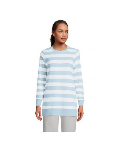 Women's Serious Sweats Crewneck Long Sleeve Sweatshirt Tunic Soft blue haze rugby stripe $46.72 Tops