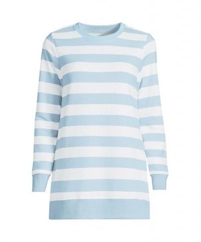 Women's Serious Sweats Crewneck Long Sleeve Sweatshirt Tunic Soft blue haze rugby stripe $46.72 Tops